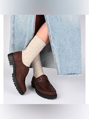 Women's Azula Lug Sole Loafers -JC Pennys Sz 8 Tan